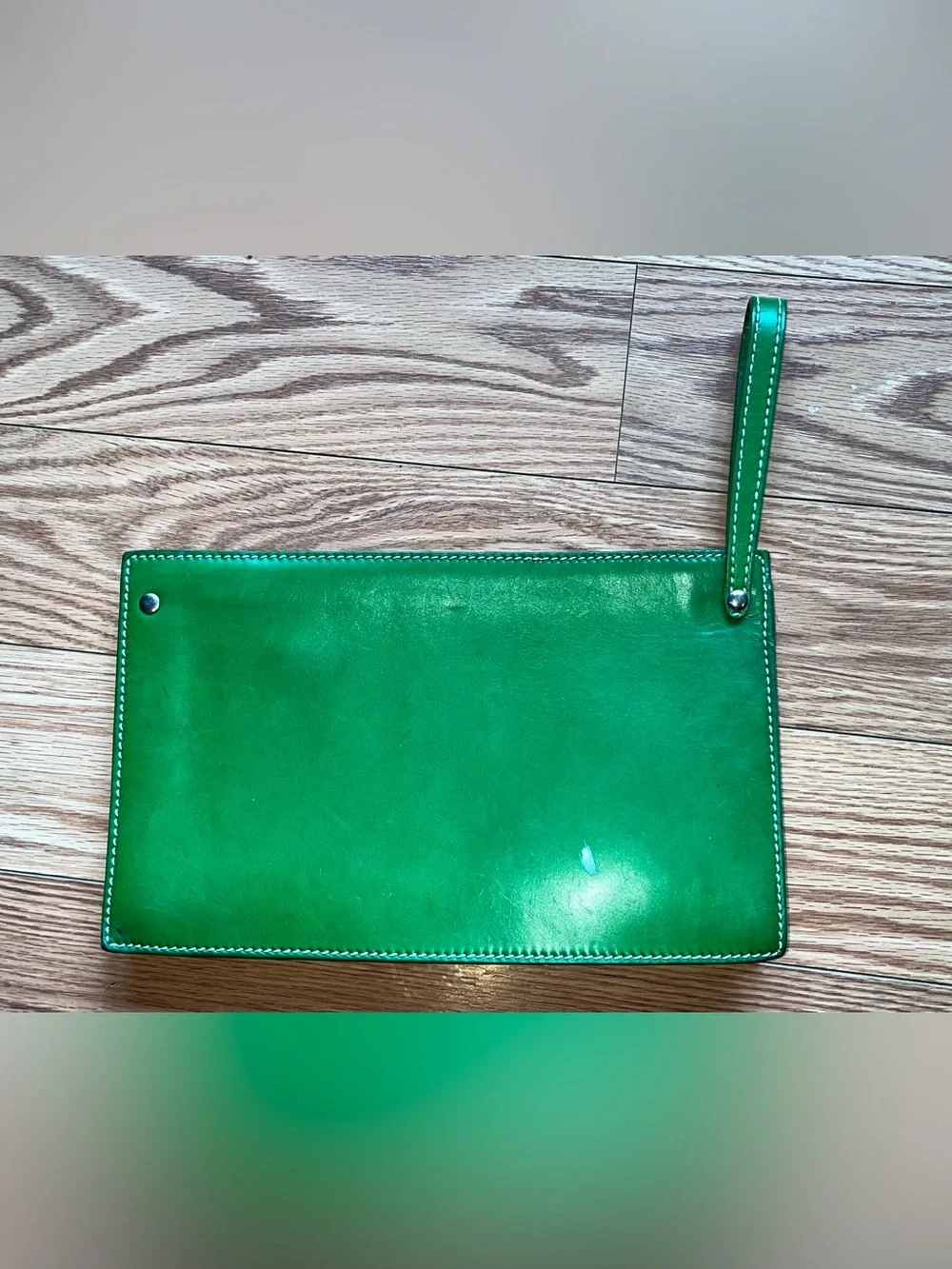 kate spade Emerald Green Leather Pouch Wallet wristlet strap - Picture 4 of 16